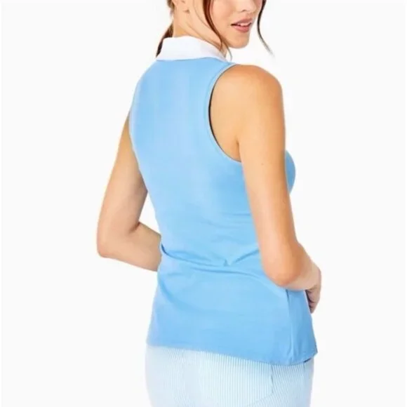 NWT LILLY PULITZER SIZE MEDIUM LUXLETIC IMARA POLO TOP *BLUE PERI* GOLF CASUAL - Picture 4 of 12